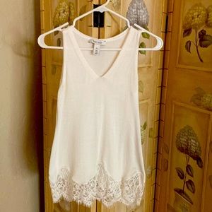 White House black market knit and lace tunic